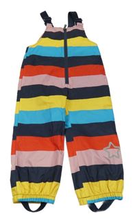 Barevné pruhované šusťákové laclové kalhoty Topolino