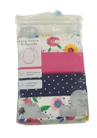 Nové - 4x bílo-růžovo-tmavomodré květované body F&F