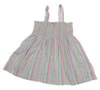 Bielo-farebný pruhovaný top s žabičkováním