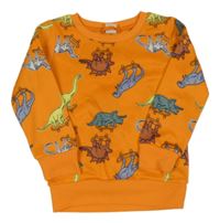 Oranžová mikina s dinosaurami