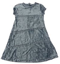Sivé zamatové šaty s flitrami