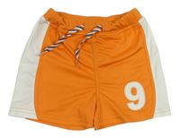 Oranžovo-biele športové kraťasy s číslom Name it
