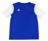 Safírovo-biele športové funkčné tričko s logom zn. Adidas