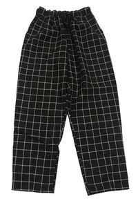 Čierno-biele kockované teplákové nohavice Zara