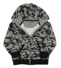 Sivo-čierna army prepínaci mikina s kapucňou Primark