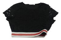 Čierne čipkové crop tričko Matalan