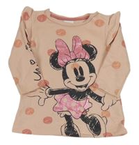 Růžové puntíkaté teplákové šaty s Minnie Disney