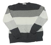 Sivo-biely pruhovaný sveter H&M