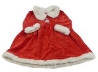 Červeno-bílé sametové šaty s kožešinovými prvky - Santa 