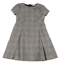 Čierno-bielo-červené kockované šaty s mašlou zn. C&A