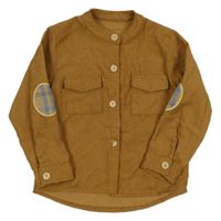 Hnedá rebrovaná zamatová košeľová bunda Shein