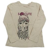 Béžové triko s dívkou 