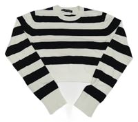 Bielo-čierny pruhovaný crop sveter Terranova