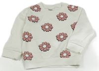 Bielo-ružová kvetovaná mikina