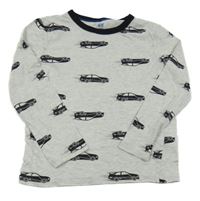 Světlešedo-černé triko s auty H&M