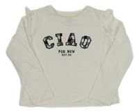 Biele tričko s nápisom a volánikmi V by Very