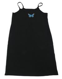 Čierne šaty s motýlkom