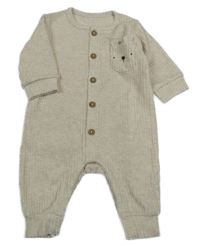 Béžový žebrovaný úpletový overal s čumákem Matalan