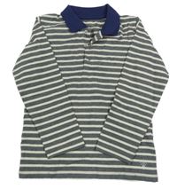 Šedo-bílo-modré pruhované polo triko 