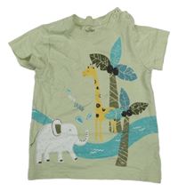 Světlezelené tričko se zvířátky Topomini