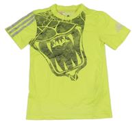 Neonově žluté sportovní tričko s potiskem Adidas