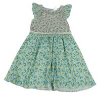 Růžovo-světlemodré květované šaty Zara