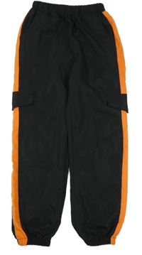 Černo-oranžové cargo cuff kalhoty Shein