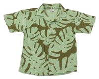Zeleno-khaki froté košeľa s listami Kiki&Koko