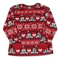 Červeno-tmavomodro-biela plyšová mikina s norským vzorom a Minnie Primark