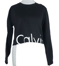 Dámska čierna crop mikina s logem Calvin Klein