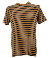 Pánské skořicovo-černé pruhované tričko Scotch&Soda 