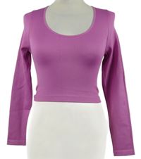 Dámské růžové žebrované elastické crop triko Primark 