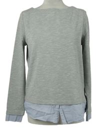 Dámská šedá melírovaná mikina s halenkovou vsadkou S. Oliver 