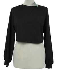 Dámské černé žebrované crop triko Shein 