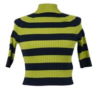 Dámský limetkovo-tmavomodrý pruhovaný žebrovaný crop svetr Michael Kors 