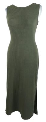 Nové - Dámské khaki žebrované šaty New Look 
