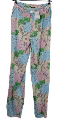 Nové - Dámské růžovo-světlemodro-zelené vzorované pyžamové kalhoty Tezenis 