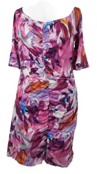 Dámské růžovo-fialové vzorované řasené šaty Shein