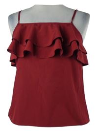 Dámský karmínový top s volánkem Shein 