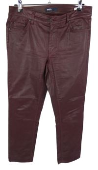Dámské vínové koženkové skinny kalhoty Angels 