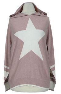 Dámsky ružový sveter s hviezdičkou a kapucňou F&F
