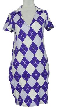 Dámske fialovo-biele kárované bavlnené šaty H&M