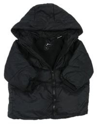 Čierna šušťáková zimná bunda s kapucňou Zara