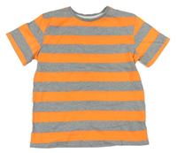 Sivo-neónově oranžové pruhované tričko Rebel
