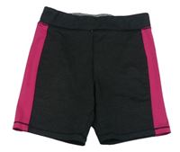 Čierno-neónově ružové športové elastické kraťasy Matalan