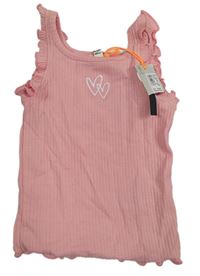 Růžový žebrovaný top se srdíčky River Island