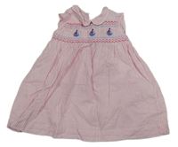 Růžovo-bílé pruhované plátěné šaty s lodičkami Jojo Maman Bébé