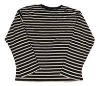 Čierno-béžové pruhované tričko H&M