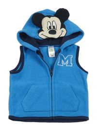 Azurová fleecová prepínaci vesta s kapucí- Mickey Mouse Disney