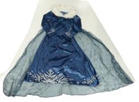 Kostým- tmavomodré sametové šaty se vzorem a pláštěm 